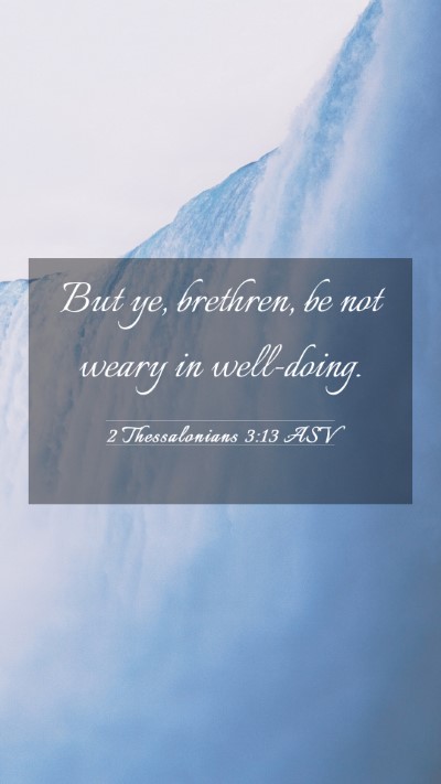 Picture 03 - 2 Thessalonians 3:13 ASV Mobile Phone Wallpaper - But ye, brethren, be not weary in - Mobile Bible Verse Wallpaper