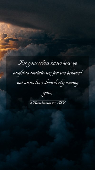 Picture 03 - 2 Thessalonians 3:7 ASV Mobile Phone Wallpaper - For yourselves know how ye ought to imitate us: - Mobile Bible Verse Wallpaper