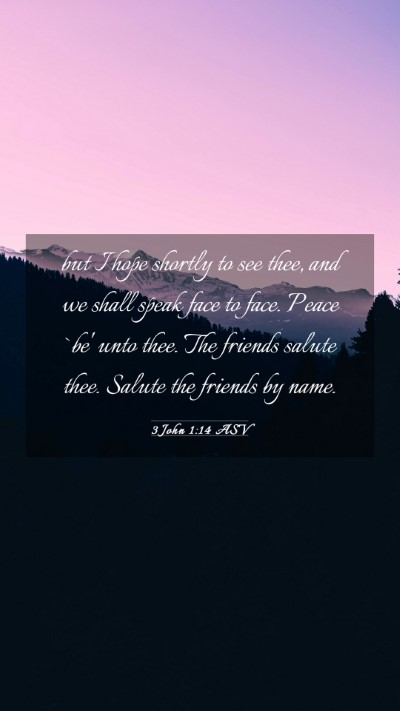 Picture 03 - 3 John 1:14 ASV Mobile Phone Wallpaper - but I hope shortly to see thee, and we shall - Mobile Bible Verse Wallpaper