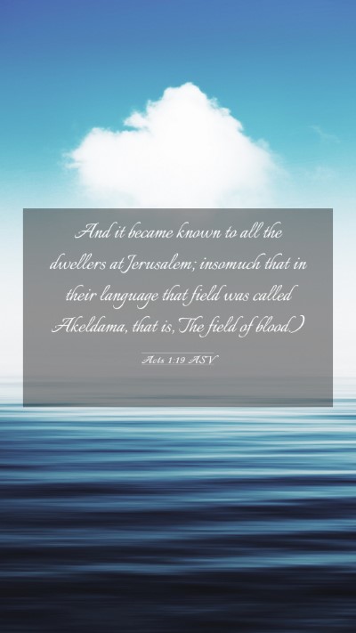 Picture 03 - Acts 1:19 ASV Mobile Phone Wallpaper - And it became known to all the dwellers at - Mobile Bible Verse Wallpaper