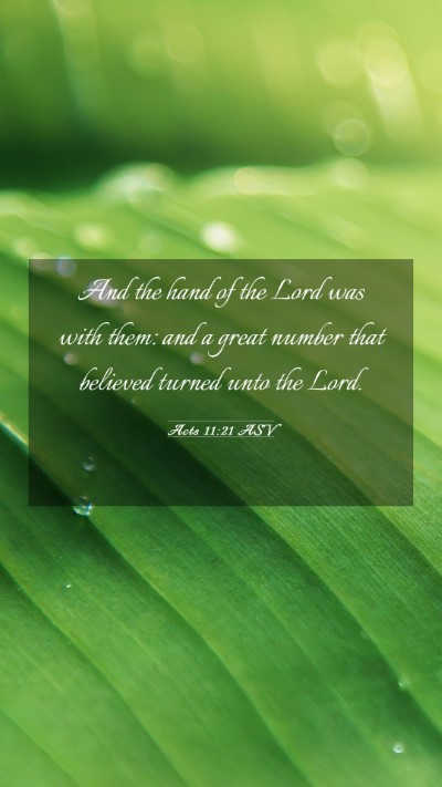 Picture 03 - Acts 11:21 ASV Mobile Phone Wallpaper - And the hand of the Lord was with them: and a - Mobile Bible Verse Wallpaper