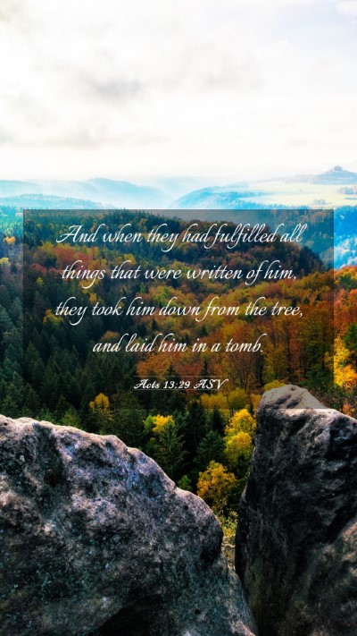 Picture 03 - Acts 13:29 ASV Mobile Phone Wallpaper - And when they had fulfilled all things that were - Mobile Bible Verse Wallpaper