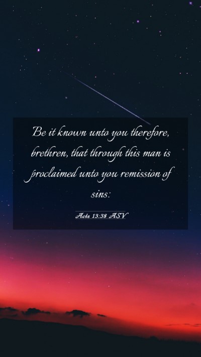 Picture 03 - Acts 13:38 ASV Mobile Phone Wallpaper - Be it known unto you therefore, brethren, that - Mobile Bible Verse Wallpaper