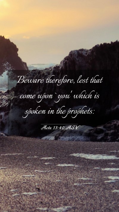 Picture 03 - Acts 13:40 ASV Mobile Phone Wallpaper - Beware therefore, lest that come upon `you' which - Mobile Bible Verse Wallpaper