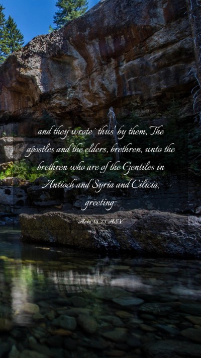 Picture 03 - Acts 15:23 ASV Mobile Phone Wallpaper - and they wrote `thus' by them, The apostles and - Mobile Bible Verse Wallpaper