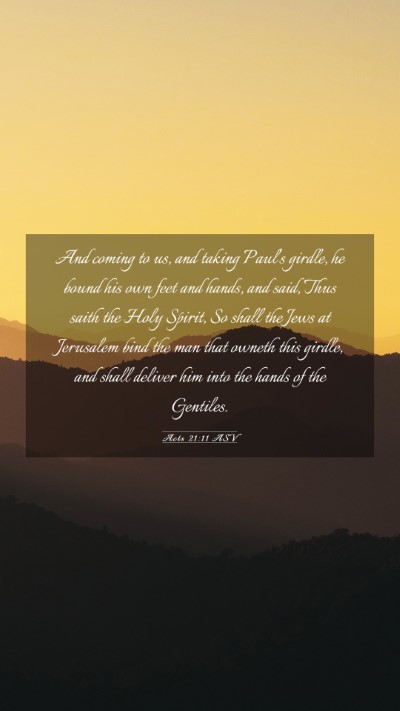 Picture 03 - Acts 21:11 ASV Mobile Phone Wallpaper - And coming to us, and taking Paul's girdle, he - Mobile Bible Verse Wallpaper