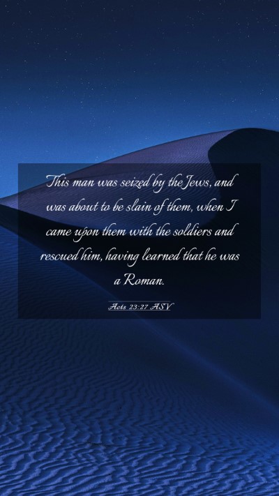 Picture 03 - Acts 23:27 ASV Mobile Phone Wallpaper - This man was seized by the Jews, and was about to - Mobile Bible Verse Wallpaper