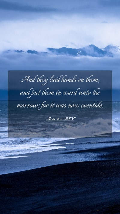 Picture 03 - Acts 4:3 ASV Mobile Phone Wallpaper - And they laid hands on them, and put them in ward - Mobile Bible Verse Wallpaper