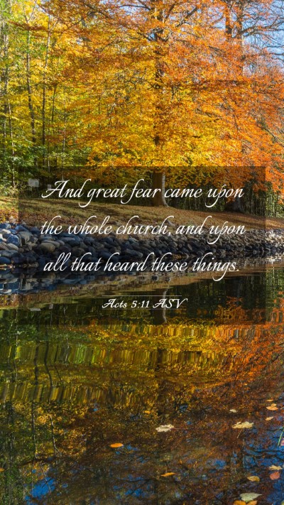 Picture 03 - Acts 5:11 ASV Mobile Phone Wallpaper - And great fear came upon the whole church, and - Mobile Bible Verse Wallpaper