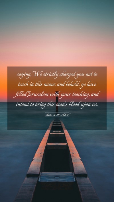 Picture 03 - Acts 5:28 ASV Mobile Phone Wallpaper - saying, We strictly charged you not to teach in - Mobile Bible Verse Wallpaper