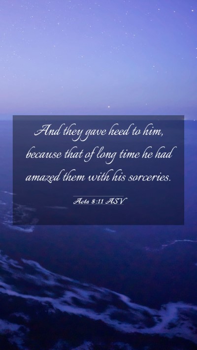 Picture 03 - Acts 8:11 ASV Mobile Phone Wallpaper - And they gave heed to him, because that of long - Mobile Bible Verse Wallpaper