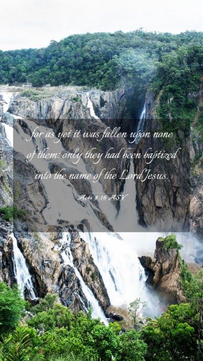 Picture 03 - Acts 8:16 ASV Mobile Phone Wallpaper - for as yet it was fallen upon none of them: only - Mobile Bible Verse Wallpaper
