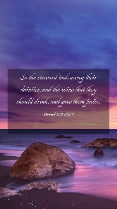 Picture 03 - Daniel 1:16 ASV Mobile Phone Wallpaper - So the steward took away their dainties, and the - Mobile Bible Verse Wallpaper