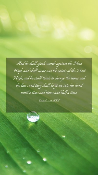 Picture 03 - Daniel 7:25 ASV Mobile Phone Wallpaper - And he shall speak words against the Most High, - Mobile Bible Verse Wallpaper