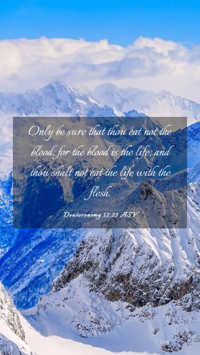 Picture 03 - Deuteronomy 12:23 ASV Mobile Phone Wallpaper - Only be sure that thou eat not the blood: for the - Mobile Bible Verse Wallpaper