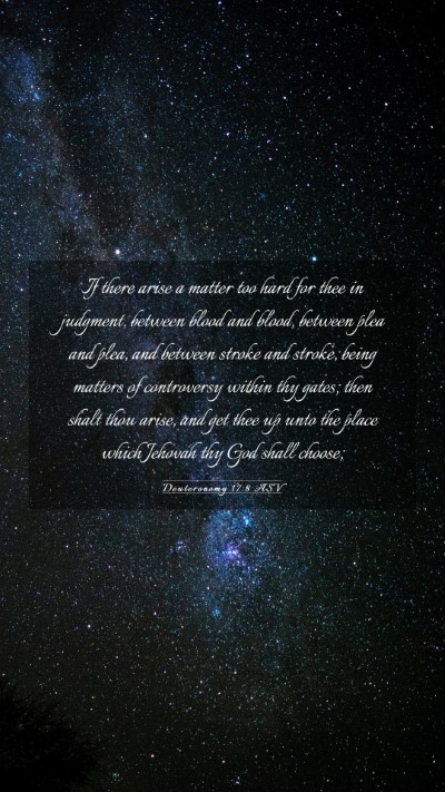 Picture 03 - Deuteronomy 17:8 ASV Mobile Phone Wallpaper - If there arise a matter too hard for thee in - Mobile Bible Verse Wallpaper