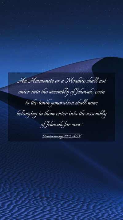 Picture 03 - Deuteronomy 23:3 ASV Mobile Phone Wallpaper - An Ammonite or a Moabite shall not enter into the - Mobile Bible Verse Wallpaper