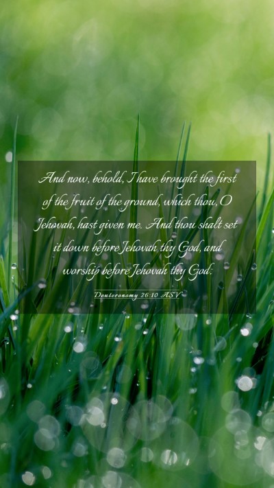 Picture 03 - Deuteronomy 26:10 ASV Mobile Phone Wallpaper - And now, behold, I have brought the first of the - Mobile Bible Verse Wallpaper