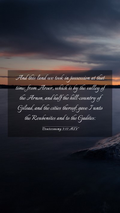 Picture 03 - Deuteronomy 3:12 ASV Mobile Phone Wallpaper - And this land we took in possession at that time: - Mobile Bible Verse Wallpaper