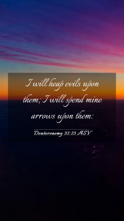 Picture 03 - Deuteronomy 32:23 ASV Mobile Phone Wallpaper - I will heap evils upon them; I will spend mine - Mobile Bible Verse Wallpaper