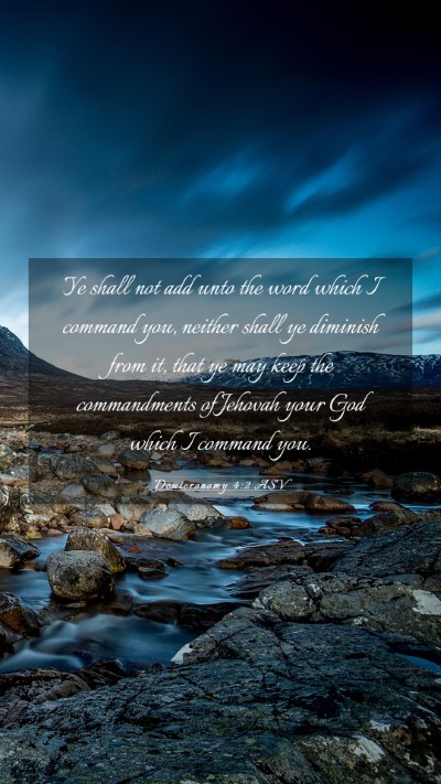 Picture 03 - Deuteronomy 4:2 ASV Mobile Phone Wallpaper - Ye shall not add unto the word which I command - Mobile Bible Verse Wallpaper