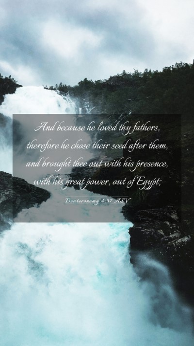 Picture 03 - Deuteronomy 4:37 ASV Mobile Phone Wallpaper - And because he loved thy fathers, therefore he - Mobile Bible Verse Wallpaper