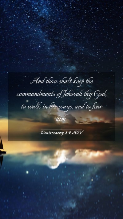 Picture 03 - Deuteronomy 8:6 ASV Mobile Phone Wallpaper - And thou shalt keep the commandments of Jehovah - Mobile Bible Verse Wallpaper