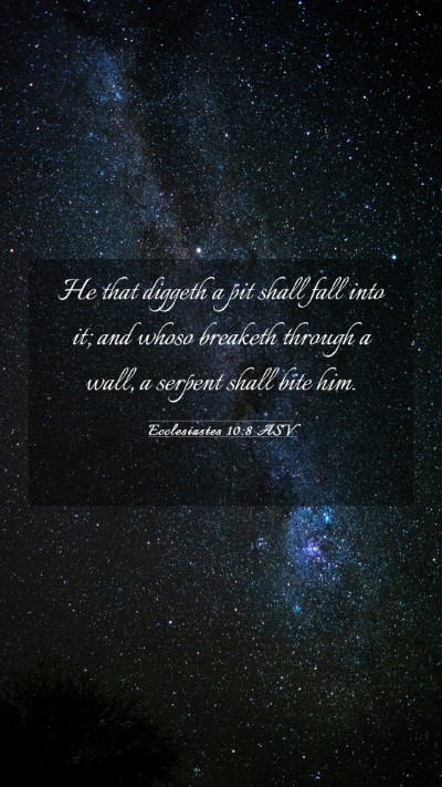 Picture 03 - Ecclesiastes 10:8 ASV Mobile Phone Wallpaper - He that diggeth a pit shall fall into it; and - Mobile Bible Verse Wallpaper