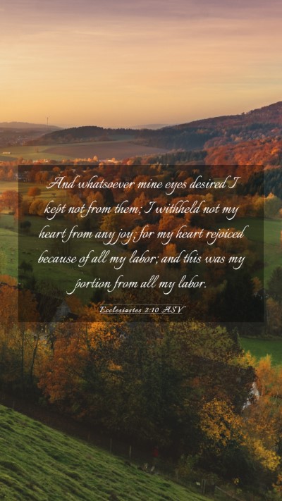 Picture 03 - Ecclesiastes 2:10 ASV Mobile Phone Wallpaper - And whatsoever mine eyes desired I kept not from - Mobile Bible Verse Wallpaper