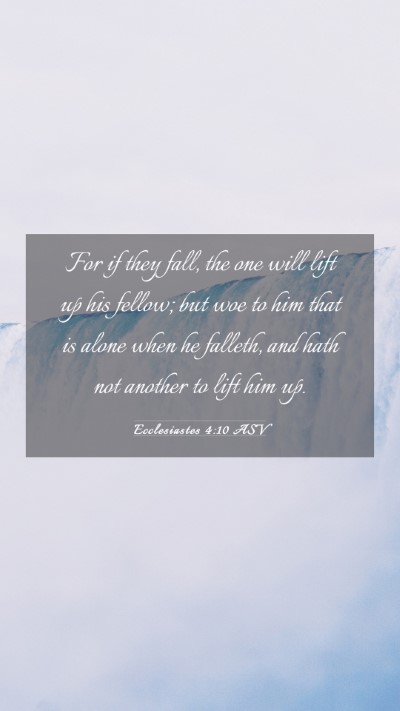 Picture 03 - Ecclesiastes 4:10 ASV Mobile Phone Wallpaper - For if they fall, the one will lift up his - Mobile Bible Verse Wallpaper