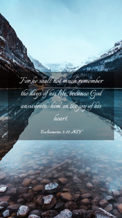 Picture 03 - Ecclesiastes 5:20 ASV Mobile Phone Wallpaper - For he shall not much remember the days of his - Mobile Bible Verse Wallpaper