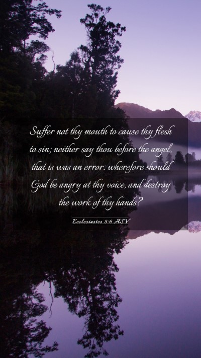 Picture 03 - Ecclesiastes 5:6 ASV Mobile Phone Wallpaper - Suffer not thy mouth to cause thy flesh to sin; - Mobile Bible Verse Wallpaper