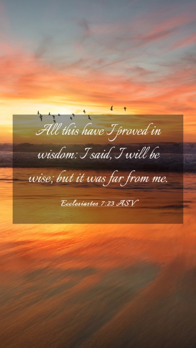 Picture 03 - Ecclesiastes 7:23 ASV Mobile Phone Wallpaper - All this have I proved in wisdom: I said, I will - Mobile Bible Verse Wallpaper