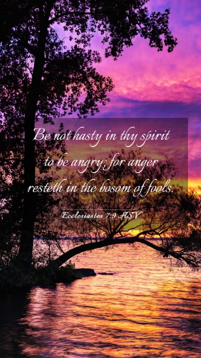 Picture 03 - Ecclesiastes 7:9 ASV Mobile Phone Wallpaper - Be not hasty in thy spirit to be angry; for anger - Mobile Bible Verse Wallpaper