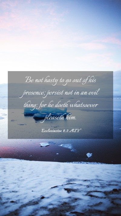 Picture 03 - Ecclesiastes 8:3 ASV Mobile Phone Wallpaper - Be not hasty to go out of his presence; persist - Mobile Bible Verse Wallpaper