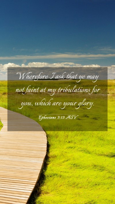 Picture 03 - Ephesians 3:13 ASV Mobile Phone Wallpaper - Wherefore I ask that ye may not faint at my - Mobile Bible Verse Wallpaper