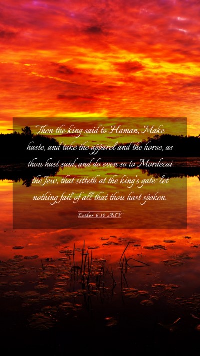Picture 03 - Esther 6:10 ASV Mobile Phone Wallpaper - Then the king said to Haman, Make haste, and take - Mobile Bible Verse Wallpaper