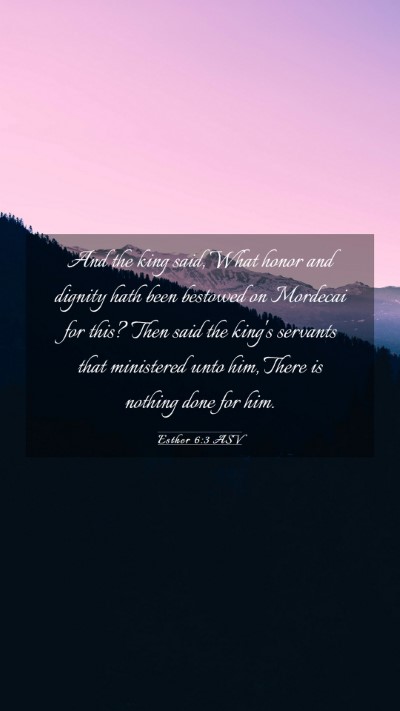 Picture 03 - Esther 6:3 ASV Mobile Phone Wallpaper - And the king said, What honor and dignity hath - Mobile Bible Verse Wallpaper