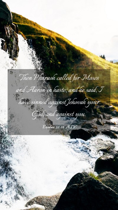 Picture 03 - Exodus 10:16 ASV Mobile Phone Wallpaper - Then Pharaoh called for Moses and Aaron in haste; - Mobile Bible Verse Wallpaper