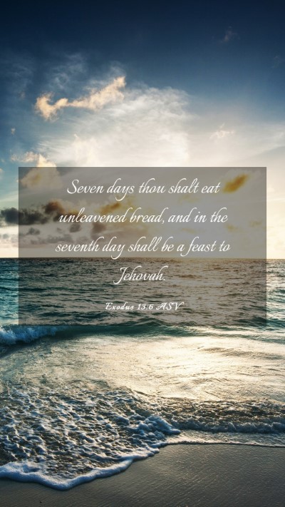Picture 03 - Exodus 13:6 ASV Mobile Phone Wallpaper - Seven days thou shalt eat unleavened bread, and - Mobile Bible Verse Wallpaper