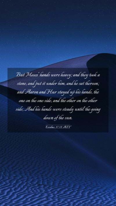 Picture 03 - Exodus 17:12 ASV Mobile Phone Wallpaper - But Moses' hands were heavy; and they took a - Mobile Bible Verse Wallpaper