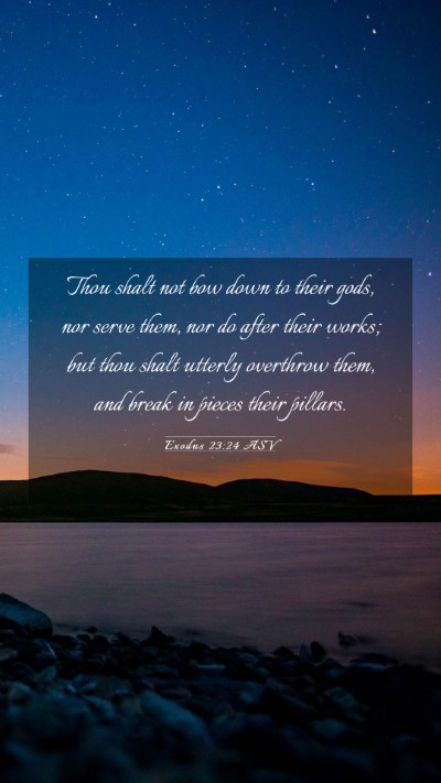 Picture 03 - Exodus 23:24 ASV Mobile Phone Wallpaper - Thou shalt not bow down to their gods, nor serve - Mobile Bible Verse Wallpaper