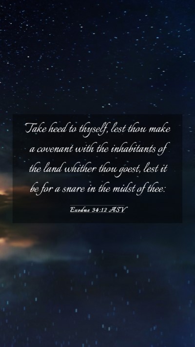 Picture 03 - Exodus 34:12 ASV Mobile Phone Wallpaper - Take heed to thyself, lest thou make a covenant - Mobile Bible Verse Wallpaper
