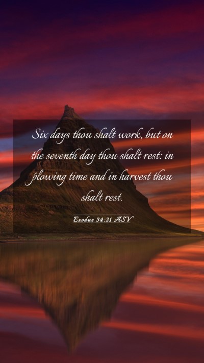 Picture 03 - Exodus 34:21 ASV Mobile Phone Wallpaper - Six days thou shalt work, but on the seventh day - Mobile Bible Verse Wallpaper