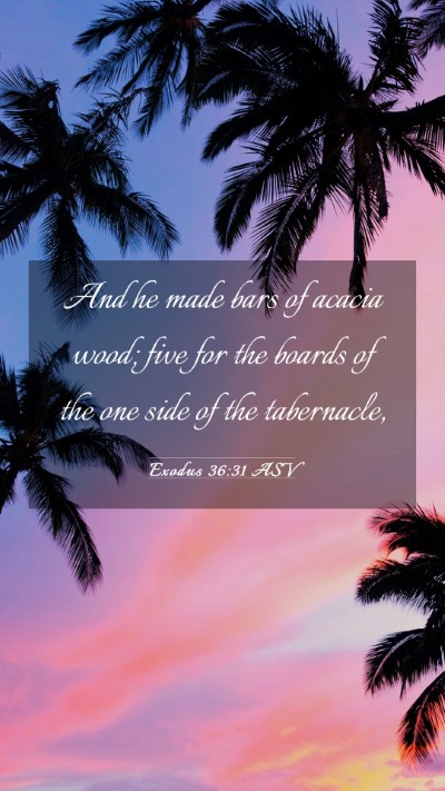 Picture 03 - Exodus 36:31 ASV Mobile Phone Wallpaper - And he made bars of acacia wood; five for the - Mobile Bible Verse Wallpaper
