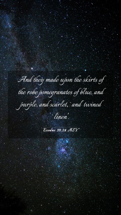Picture 03 - Exodus 39:24 ASV Mobile Phone Wallpaper - And they made upon the skirts of the robe - Mobile Bible Verse Wallpaper