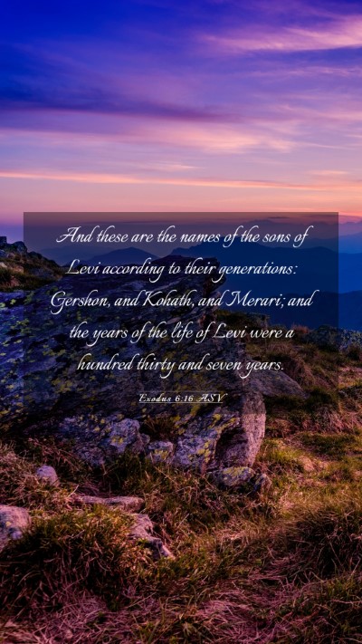 Picture 03 - Exodus 6:16 ASV Mobile Phone Wallpaper - And these are the names of the sons of Levi - Mobile Bible Verse Wallpaper