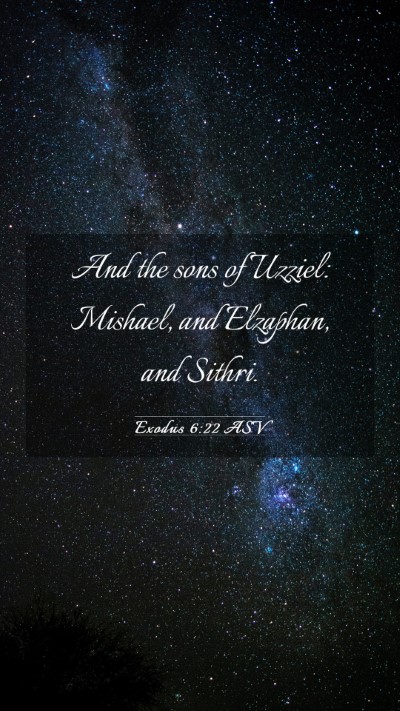 Picture 03 - Exodus 6:22 ASV Mobile Phone Wallpaper - And the sons of Uzziel: Mishael, and Elzaphan, - Mobile Bible Verse Wallpaper
