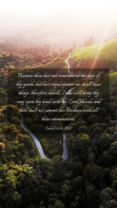 Picture 03 - Ezekiel 16:43 ASV Mobile Phone Wallpaper - Because thou hast not remembered the days of thy - Mobile Bible Verse Wallpaper