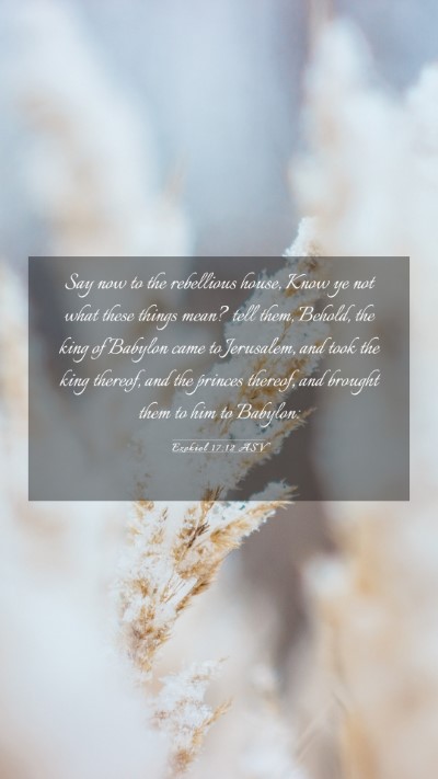 Picture 03 - Ezekiel 17:12 ASV Mobile Phone Wallpaper - Say now to the rebellious house, Know ye not what - Mobile Bible Verse Wallpaper